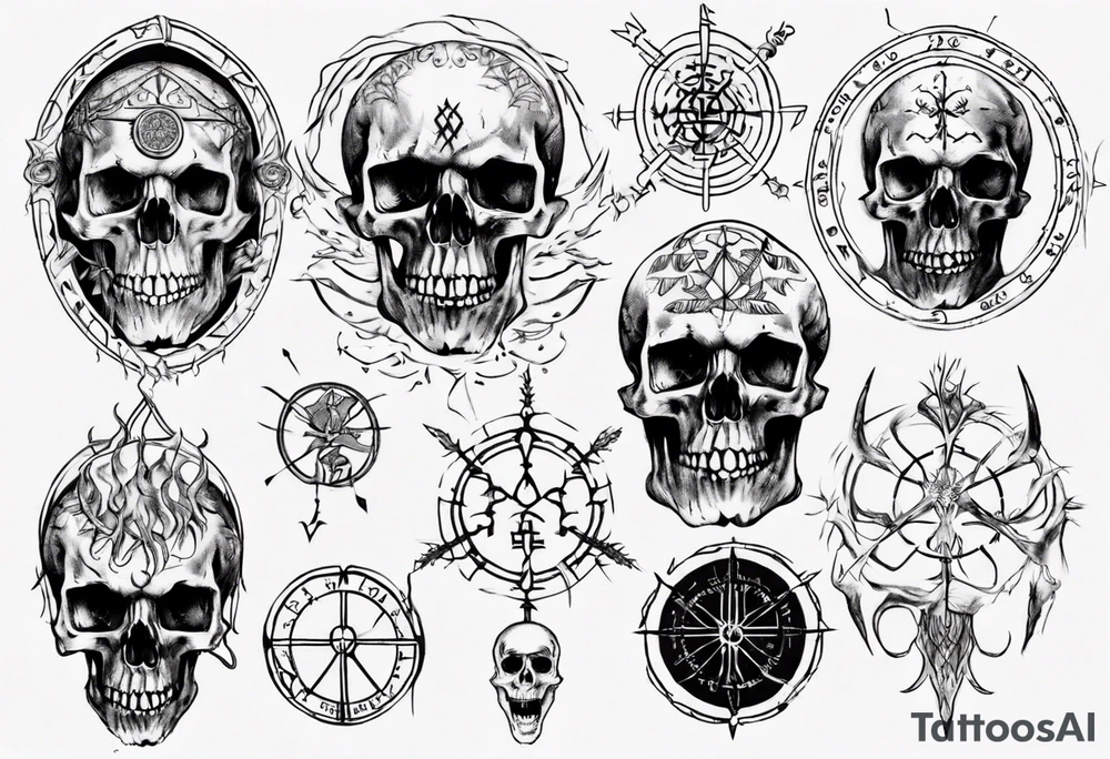 Skull, Lord of the rings, Vegvisir tattoo idea