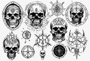 Skull, Lord of the rings, Vegvisir tattoo idea