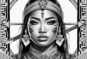 Ilocano warrior pretty face sword arrows alibaba tattoo idea