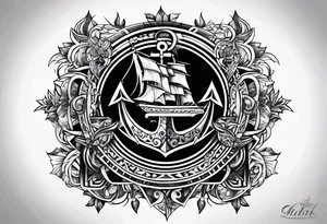 black and white, poly tribal, great white, and broken anchor tattoo idea