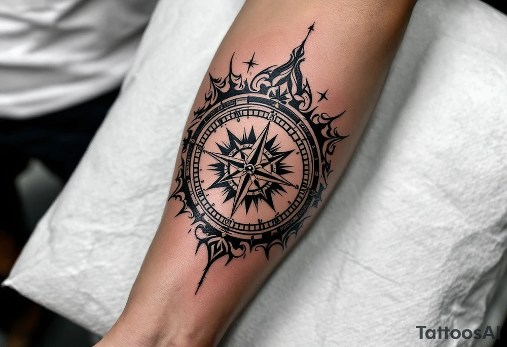 world map compass/clock tattoo idea