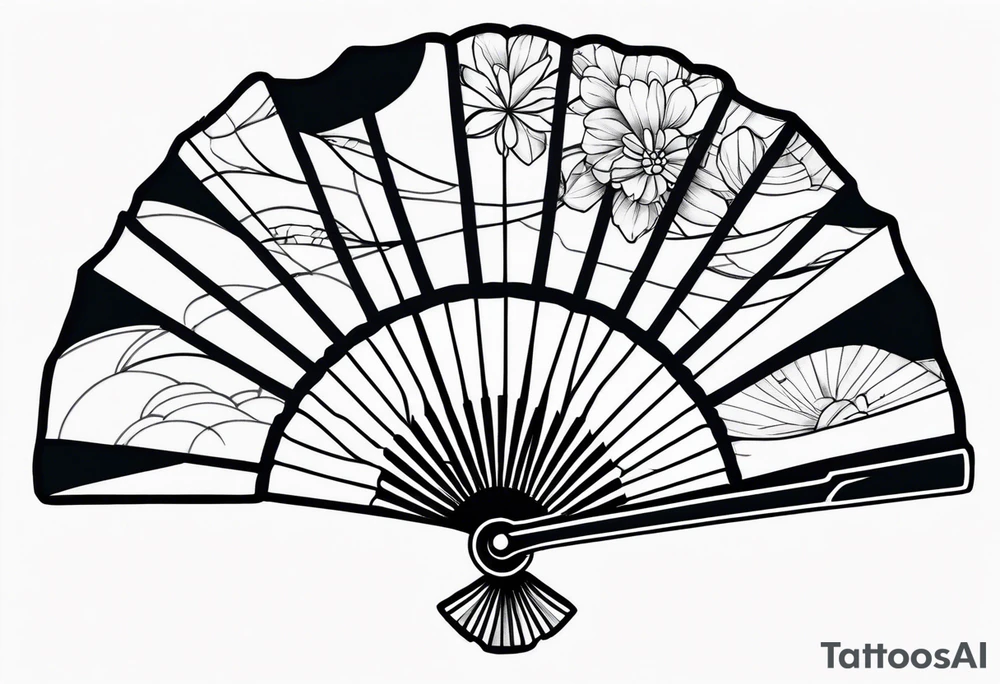 Black Japanese fan tattoo idea