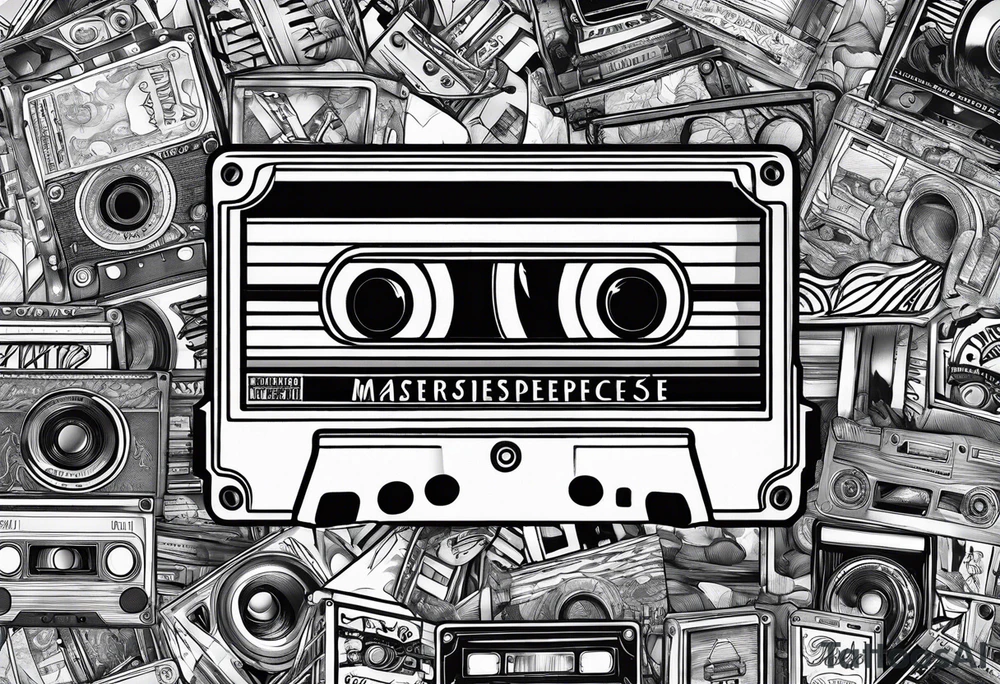 cassette tape with large label tattoo idea