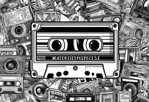 cassette tape with large label tattoo idea