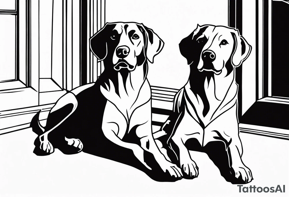 dog on floor and looking out tall octagonal window together tattoo idea dog on floor and looking out tall octagonal window together tattoo idea