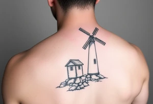 Lighthouse and windmill combined tattoo idea