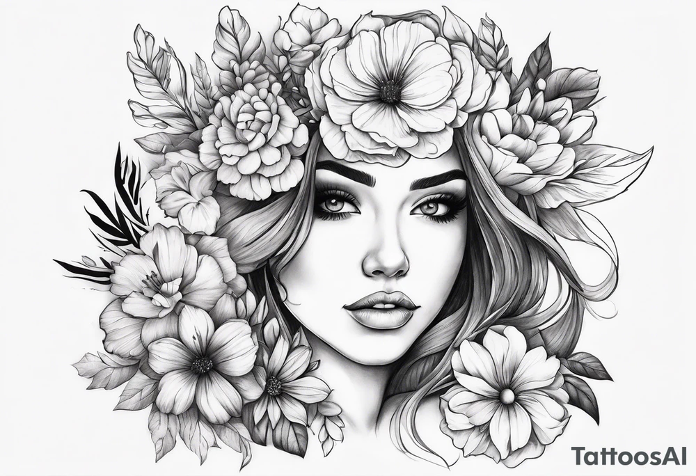 FLowers on front neck tattoo idea