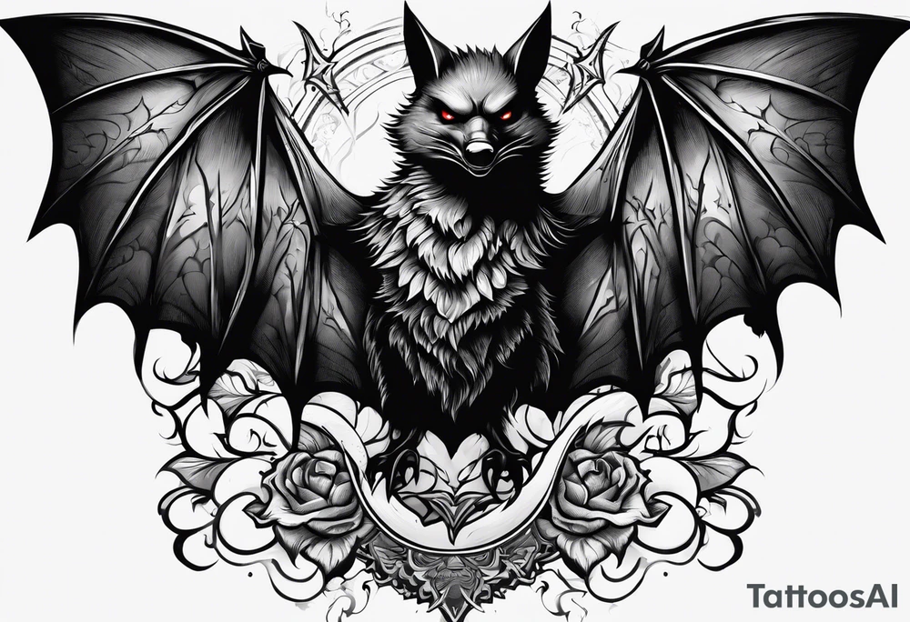 7 bats going through lightning tattoo idea