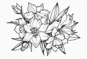 Larkspur, narcissus and stars tattoo idea