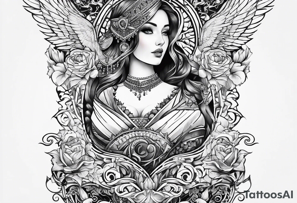 Full sternum tattoo lettering tattoo idea