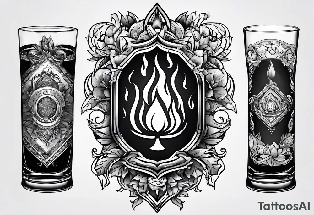 Fire comes from a beverage glass tattoo idea