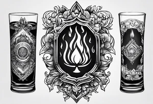 Fire comes from a beverage glass tattoo idea