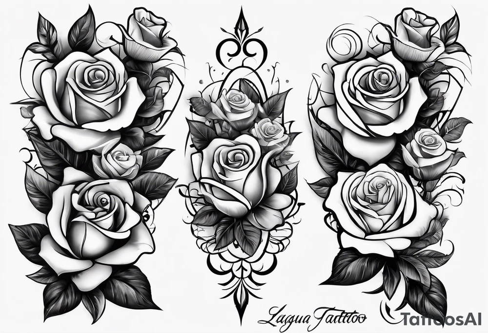 LAGUNA (last name tatttoo on forearm with words only and a rose) tattoo idea