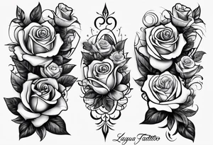 LAGUNA (last name tatttoo on forearm with words only and a rose) tattoo idea
