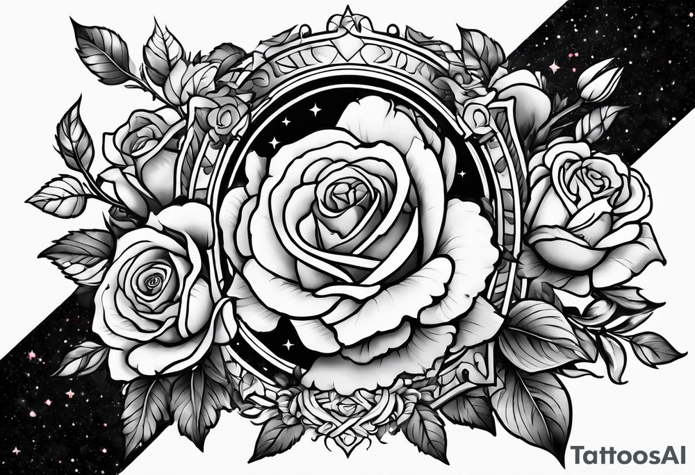 sagittarius, love and happiness and with roses tattoo idea