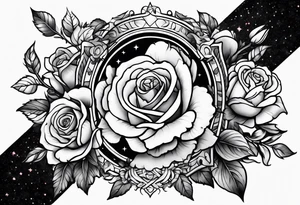 sagittarius, love and happiness and with roses tattoo idea