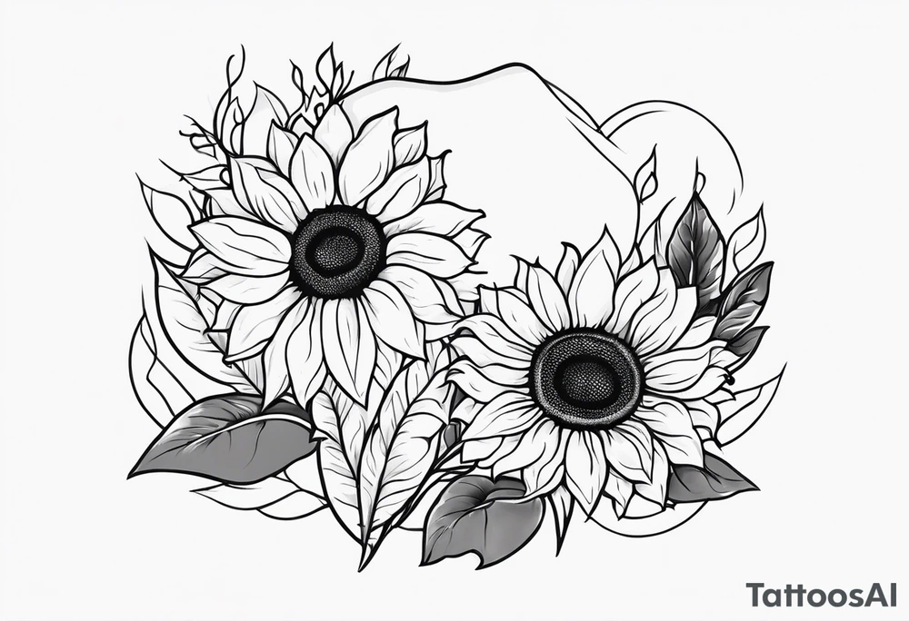 Baby foot print with sunflowers tattoo idea