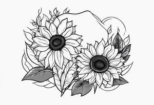 Baby foot print with sunflowers tattoo idea