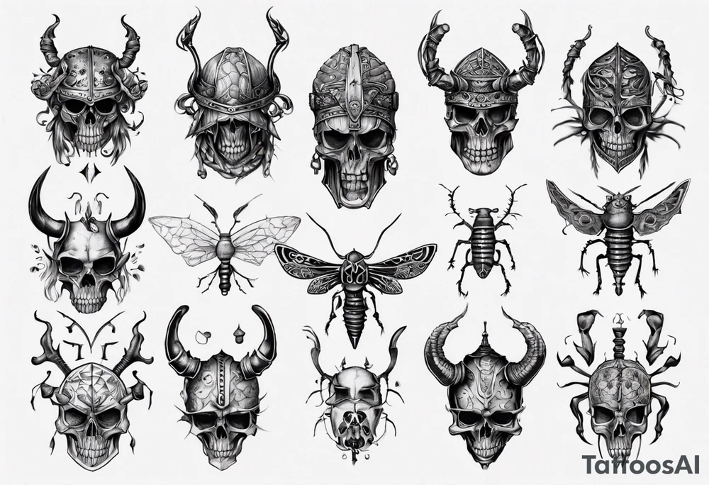 i want a tattoo of a bug viking skeleton head tattoo idea