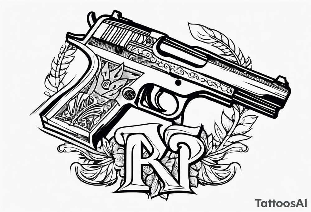 The letters AR with a pistol on each side tattoo idea