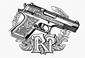 The letters AR with a pistol on each side tattoo idea
