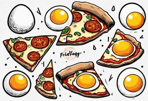 Pair fried eggs tattoo, where for the girl a small slice like a pizza triangular and for the guy the rest of the fried eggs tattoo idea