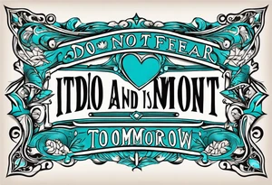 Leather Tooled Western Tattoo with turquoise Jewls a stock tag with G/L on it and the words "I do not and will not fear tomorrow because I feel as though today has been enough. tattoo idea