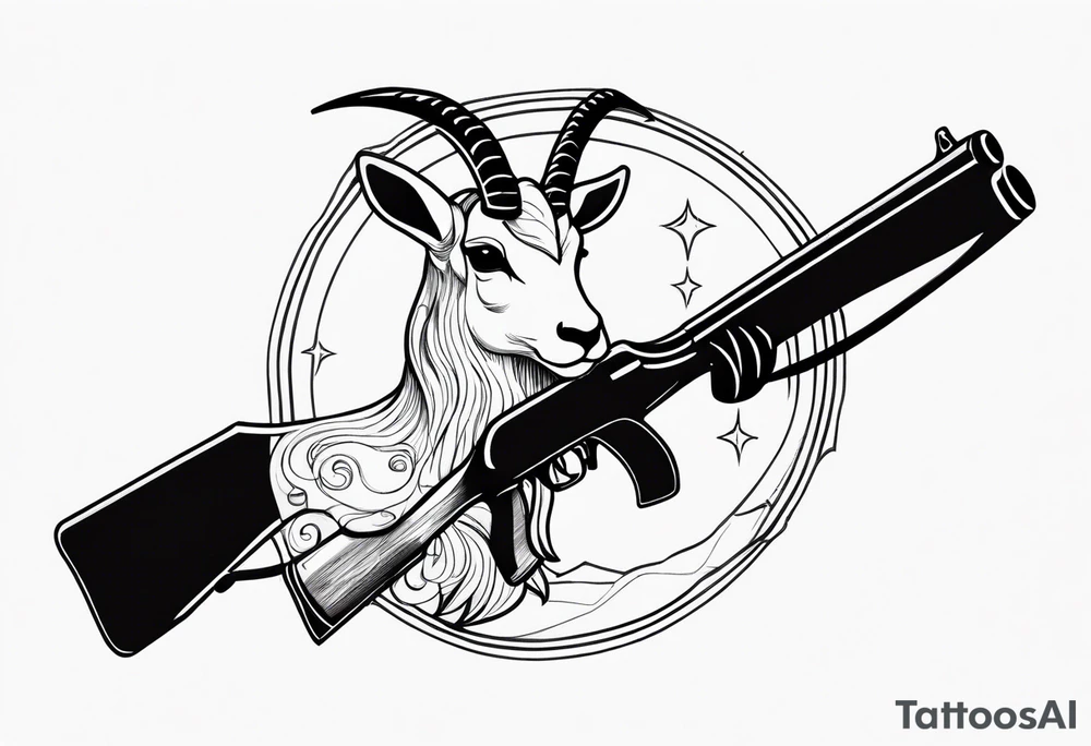 capricorn with sunglasses and shotgun tattoo idea