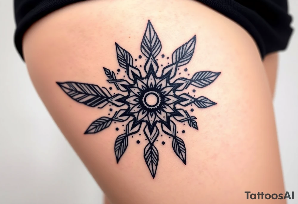 spiritual feather indian mandala shaman tattoo idea