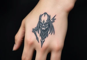 Predator with staff and lighting bolt tattoo idea