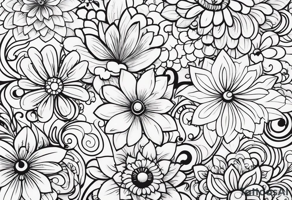 ornaments of flowers tattoo idea