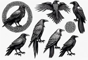 norse style raven with celtic knotwork tattoo idea