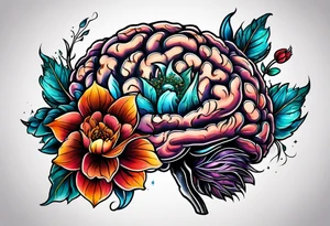 Brain and flower tattoo idea
