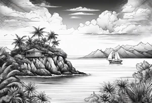 island background horizon tattoo idea