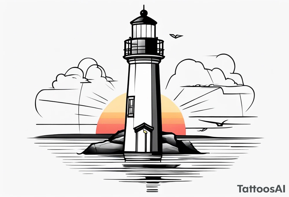 lighthouse geometric colored tattoo idea
