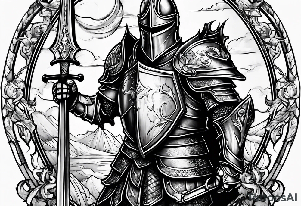 knight with heavy armor tattoo idea