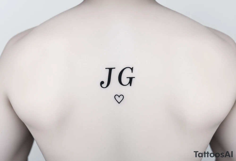 intials JG with a small heart at the bottom on the hips tattoo idea
