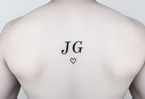 intials JG with a small heart at the bottom on the hips tattoo idea