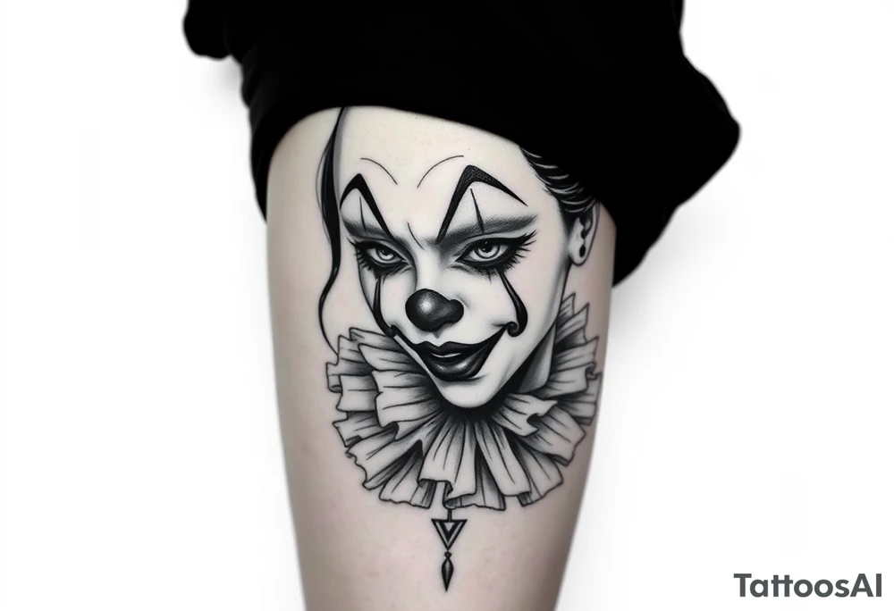 Sad female clown tattoo idea