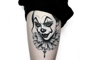 Sad female clown tattoo idea