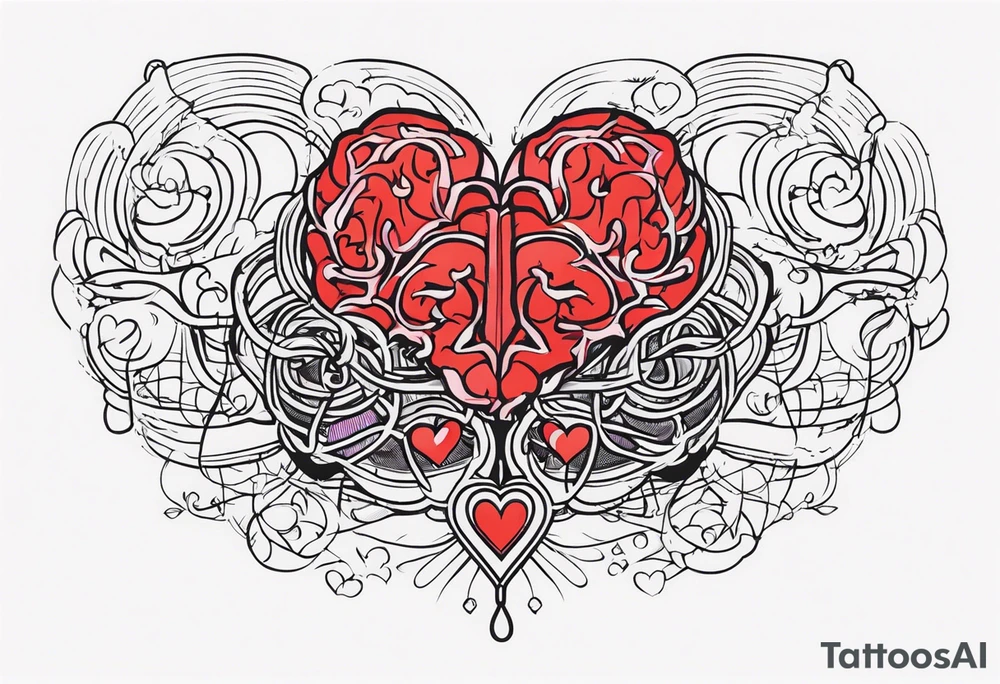 heart to brain connection tattoo idea
