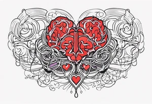 heart to brain connection tattoo idea