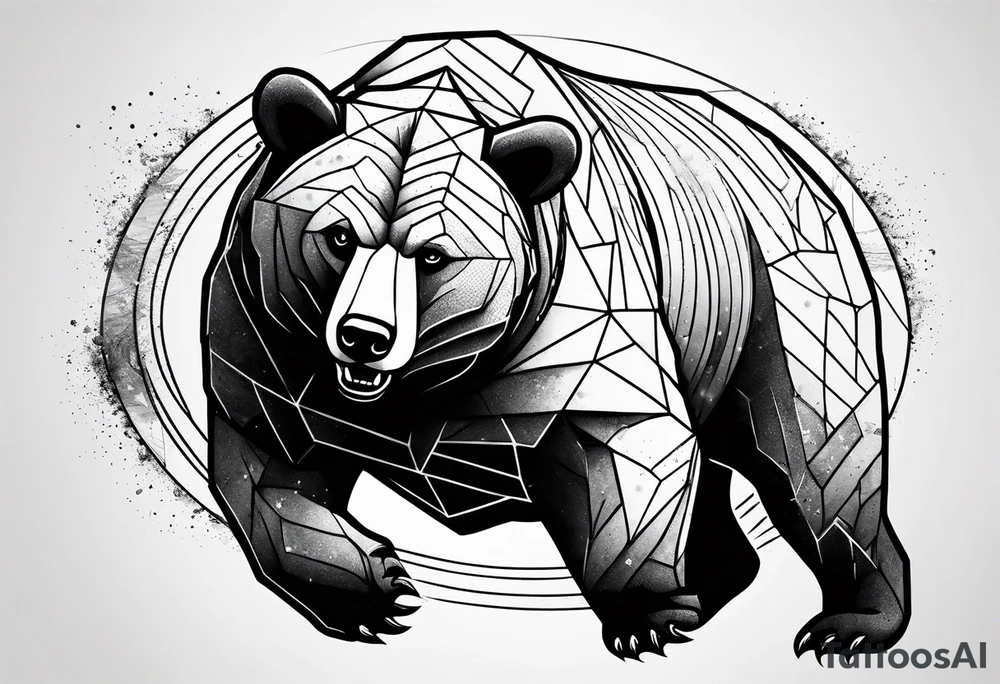 bear fighting bull in space tattoo idea