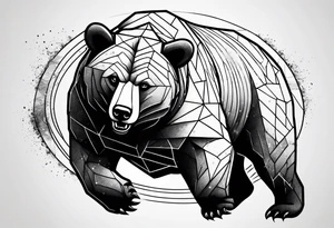 bear fighting bull in space tattoo idea