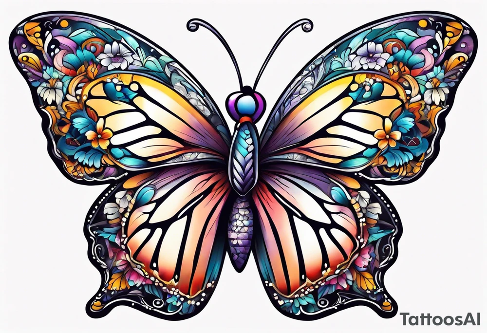 animal butterfly , flower tattoo idea