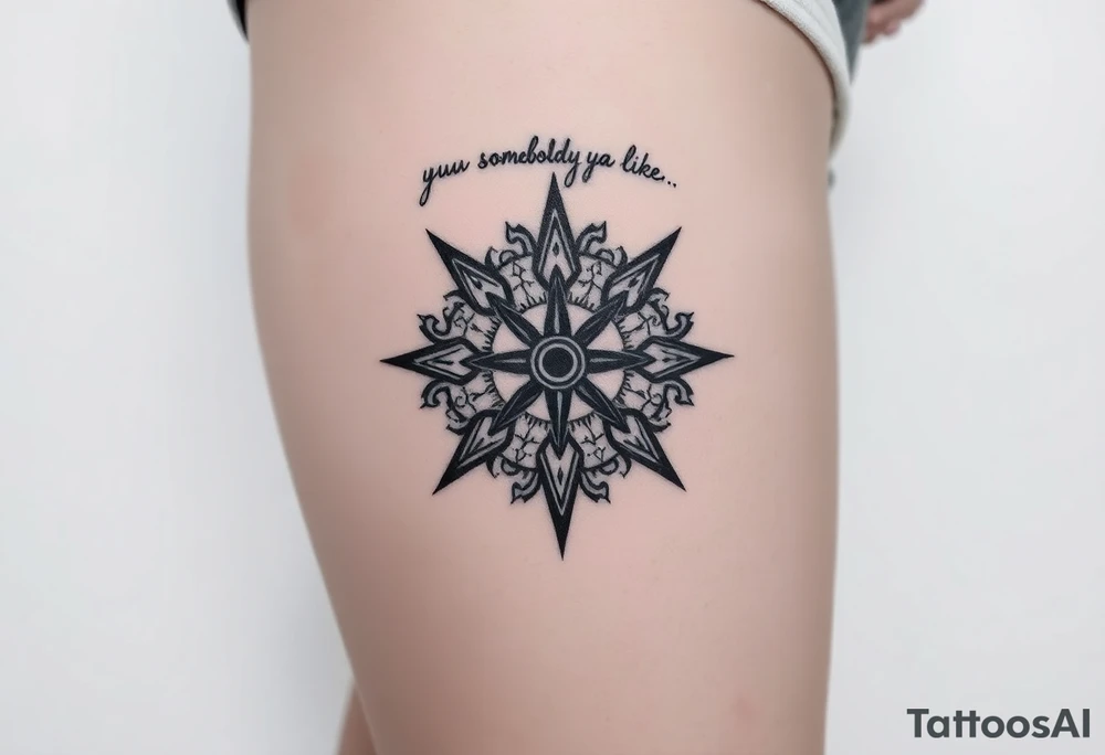 Sundial casting shadow with handwriting “Hug somebody ya like” above. tattoo idea