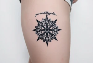 Sundial casting shadow with handwriting “Hug somebody ya like” above. tattoo idea