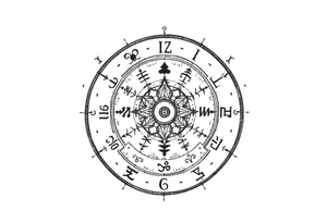 zodiac symbols runes within ornate clockwork mechanism tattoo idea