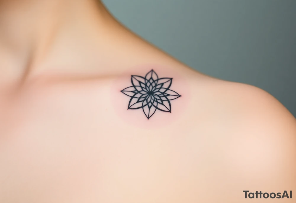 A floating Flower of Life with a glowing aura, appearing as if suspended in space tattoo idea