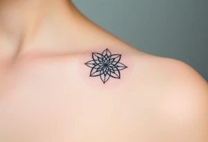 A floating Flower of Life with a glowing aura, appearing as if suspended in space tattoo idea